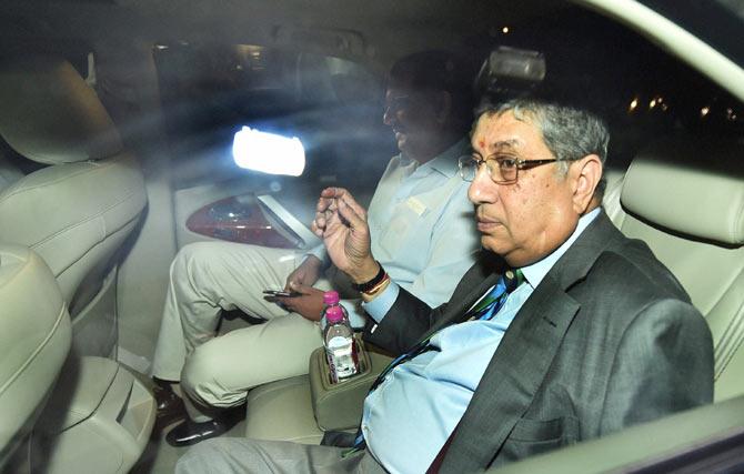 ICC Chairman N Srinivasan arrives to attend Suresh Raina's wedding ceremony