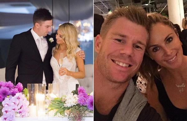 Pictures of Shaun Marsh and wife Rebecca and David Warner and wife Candice Falzon