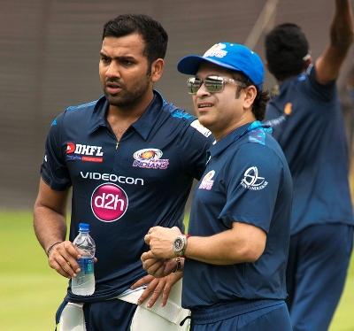 Rohit Sharma and team icon Sachin Tendulkar