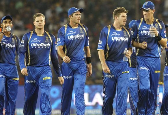 Rajasthan Royals players (from left) Ajinkya Rahane, Steven Smith, Tim Southee, James Faulkner and Chris Morris