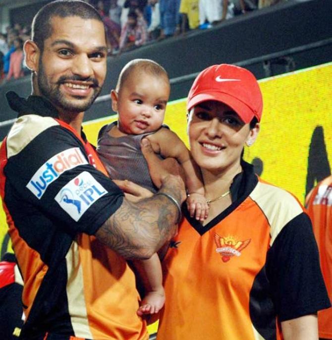 Shikhar Dhawan and family