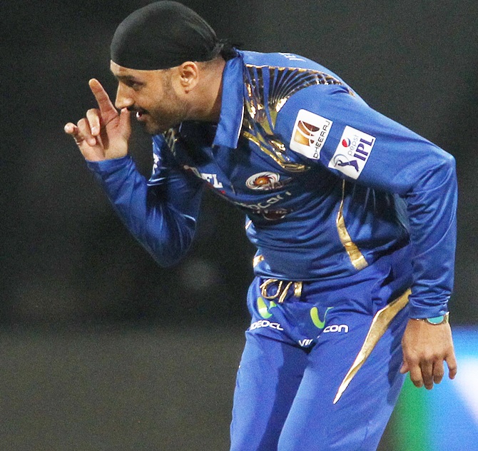 Harbhajan Singh of Mumbai Indians celebrates