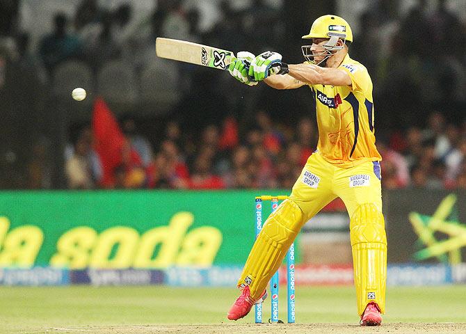 CSK's Faf du Plessis hits a shot 