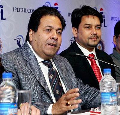 Rajiv Shukla with Anurag Thakur