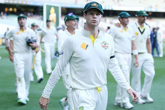Steve Smith of Australia leaves the field after a draw against India at Melbourne Cricket Ground on Tuesday