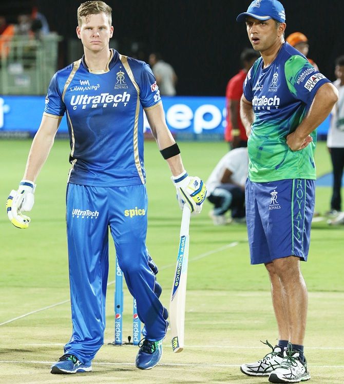 Steven Smith with Rahul Dravid
