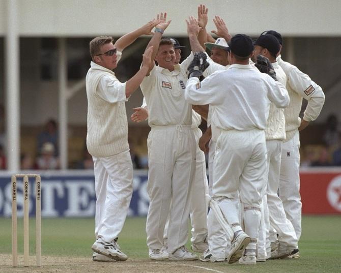 The England players celebrate