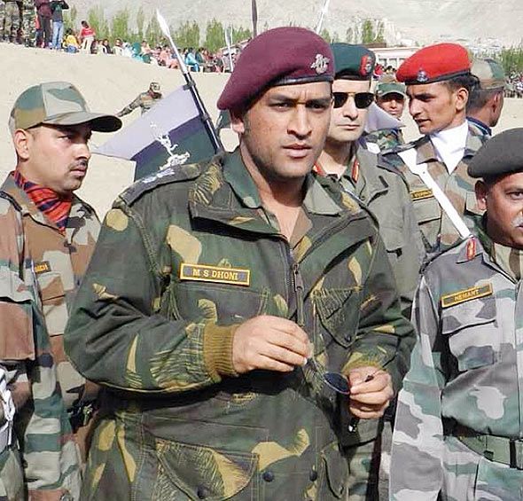  A file image of Mahendra Singh Dhoni's visit to the border