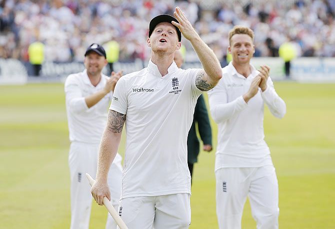 England's Ben Stokes celebrates after winning the Ashes