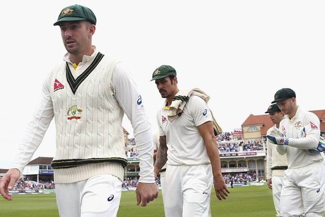 Australia's Shaun Marsh and Mitchell Johnson 