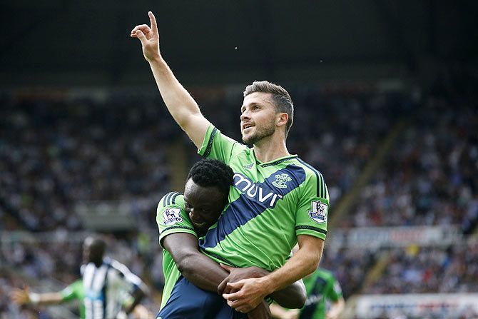 Southampton's Shane Long celebrates scoring their second goal against Newcastle during their English Premier League at St James's Park on Thursday, August 13