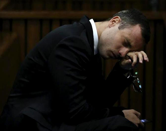 File picture: Oscar Pistorius breaks down during his trial at the high court in Pretoria
