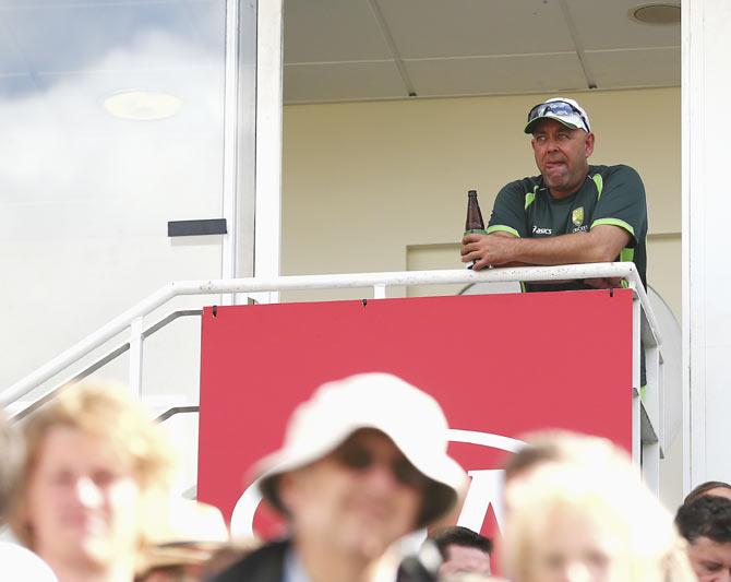 Australian coach Darren Lehmann looks on during the presentation ceremony