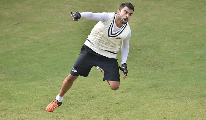 Indian captain Virat Kohli during a practice session 