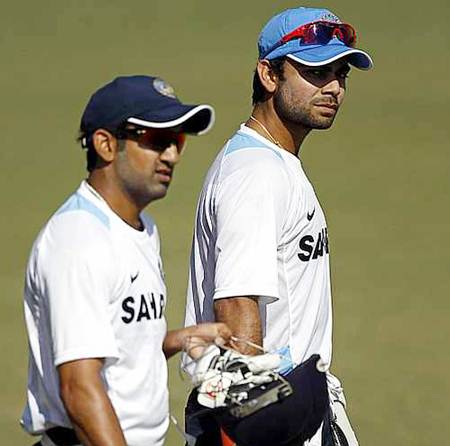 Gautam Gambhir and Virat Kohli during an India nets session