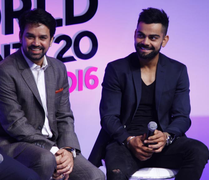 India Test captain Virat Kohli (right) with BCCI secretary Anurag Thakur.