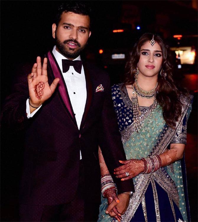 670px x 749px - PHOTOS: Rohit Sharma ties the knot with Ritika Sajdeh - Rediff.com