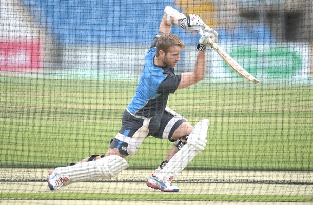Kane Williamson of New Zealand bats during a nets session