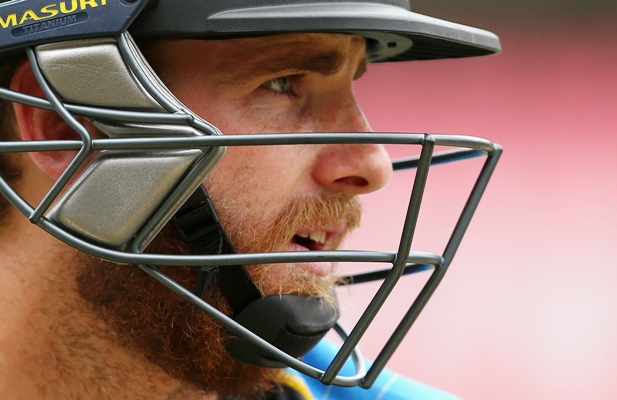 Kane Williamson of New Zealand looks on during a nets session 