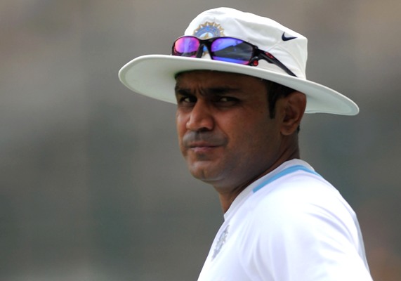 India's Virender Sehwag during a training session 