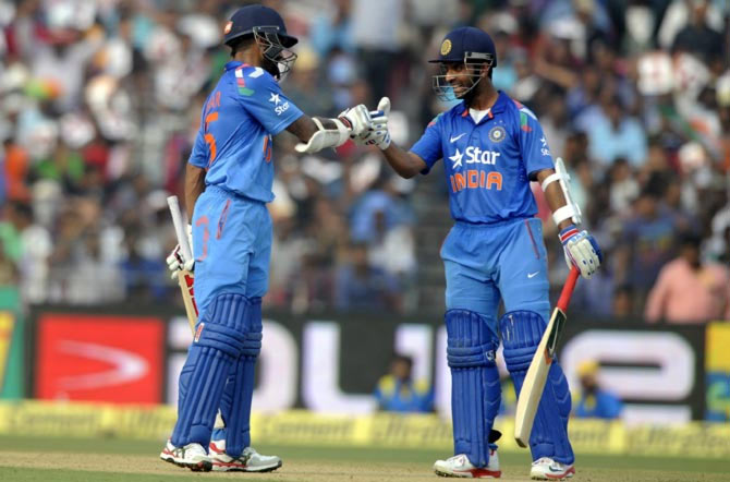 India's openers Shikhar Dhawan (left) and Ajinkya Rahane