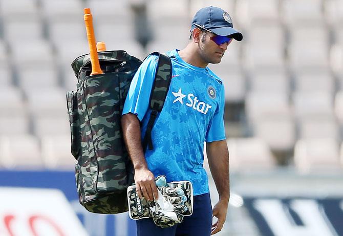 Mahendra Singh Dhoni during a training session