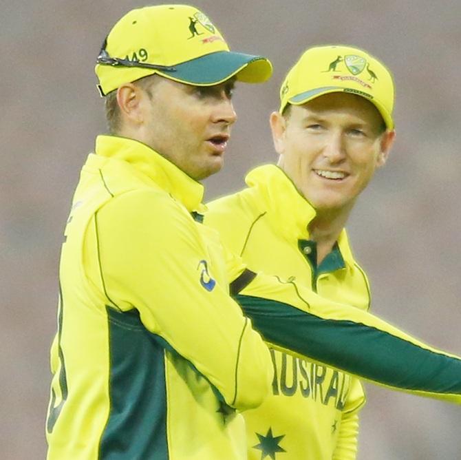 Michael Clarke and George Bailey of Australia 