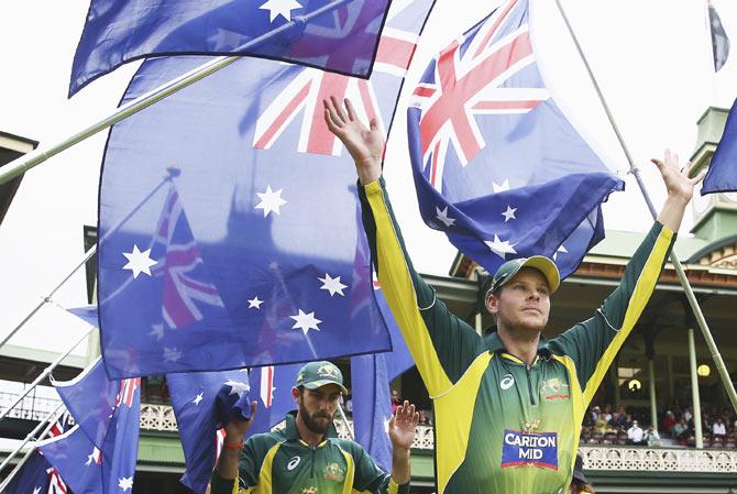 Steve Smith of Australia walks onto the ground during a One-Day International at Sydney Cricket Ground