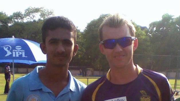 KC Cariappa with Kolkata Knight Riders' Bret Lee