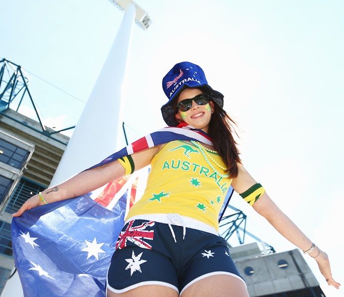 Fans arrive prior the 2015 ICC Cricket World Cup match