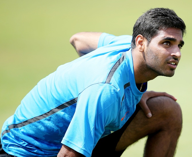 Bhuvneshwar Kumar during an India nets session