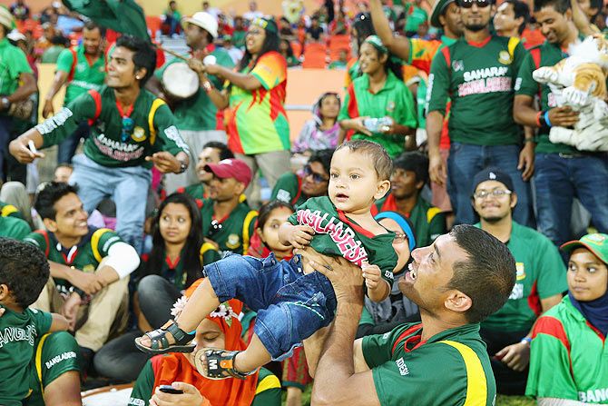 Bangladesh fans enjoy the atmopshere during the 2015 ICC Cricket World Cup match between Bangladesh and Afghanistan 