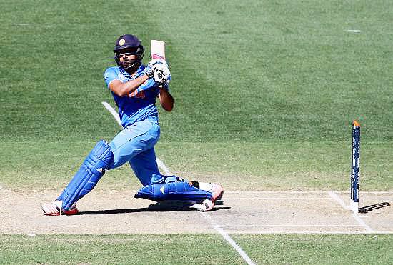 Indian player Rohit Sharma plays a shot