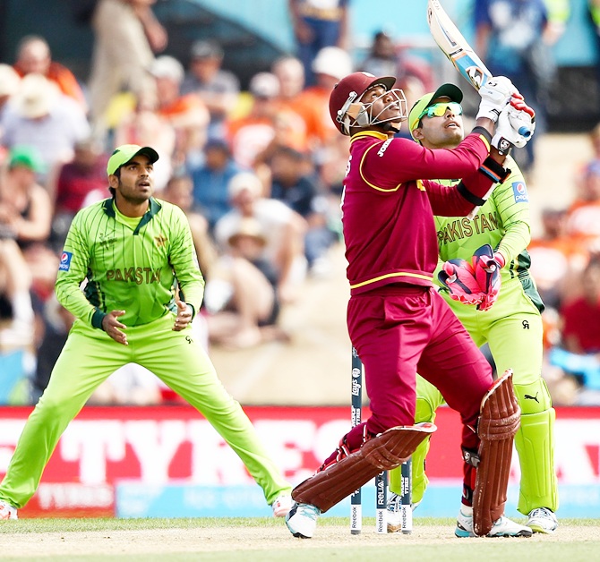 Marlon Samuels of West Indies bats 