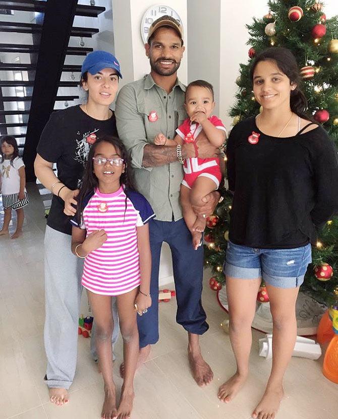 India opener Shikhar Dhawan with wife Ayesha and kids 