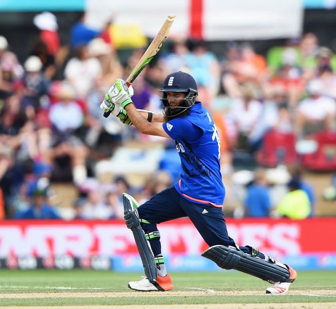 Moeen Ali of England plays a shot