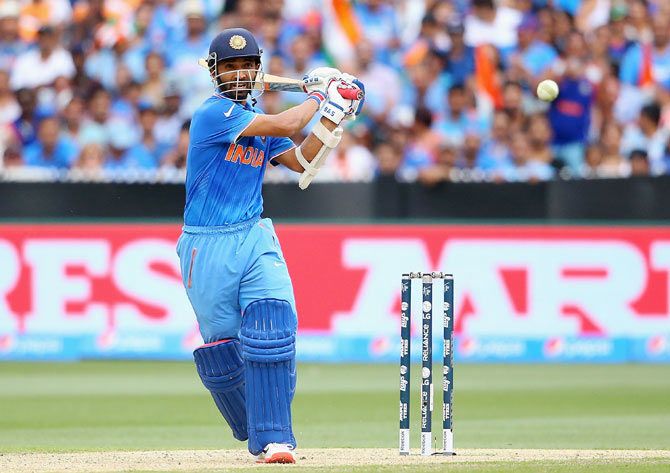 Ajinkya Rahane of India bats during the Pool B match against South Africa in Melbourne