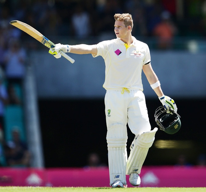 Steven Smith of Australia celebrates