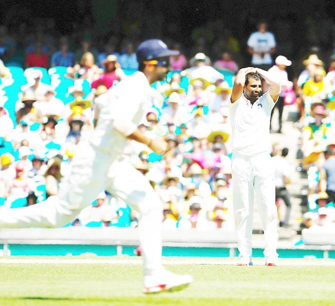 Mohammed Shami of India reacts