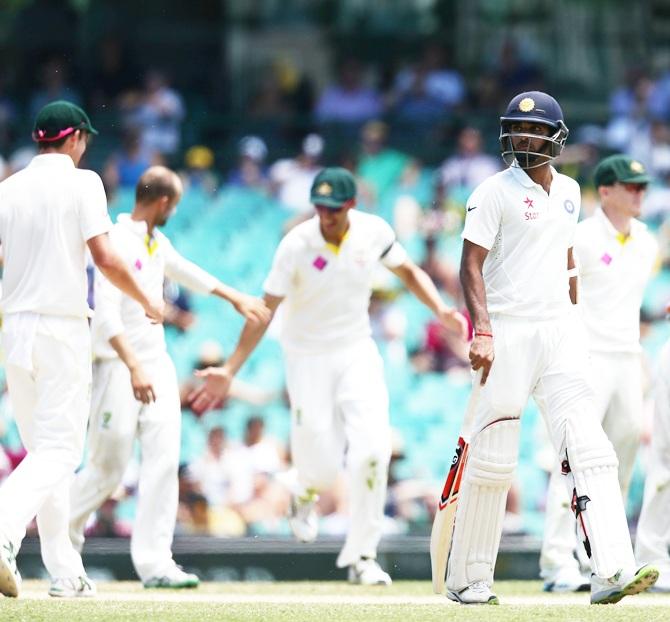 Bhuvneshwar Kumar of India walks