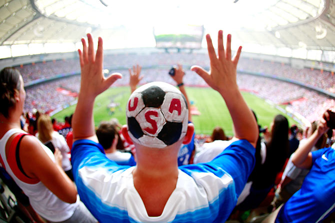 A fan of the United States is seen at the BC Place Stadium during the FIFA Women's World Cup final