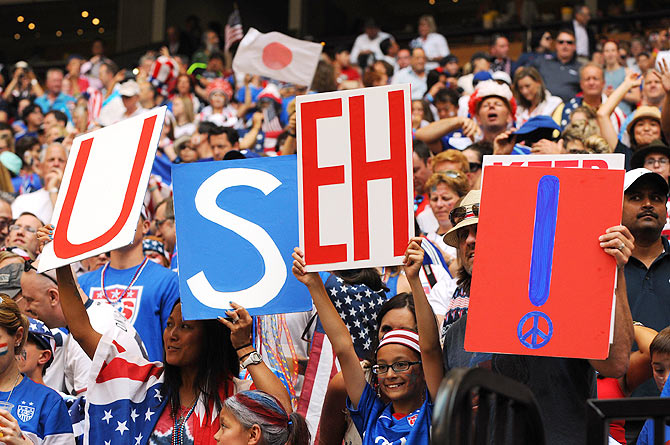 United States fans show support for their team at BC Place Stadium during the final