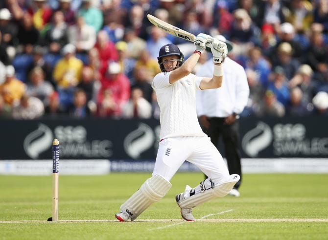 Joe Root plays the cut shot en route his century