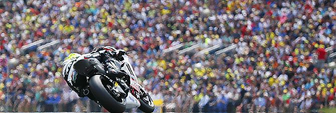 Ajo Motorsport's French rider Johann Zarco competes to finish second at the German Grand Prix Moto2 at the Sachsenring circuit in Hohenstein-Ernstthal on Sunday
