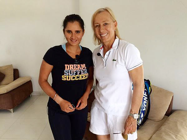 Sania Mirza and Martina Navratilova at a hotel in Hyderabasd before their Masterclass
