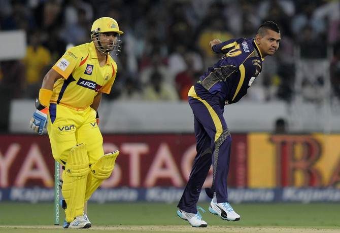 Sunil Narine bowls