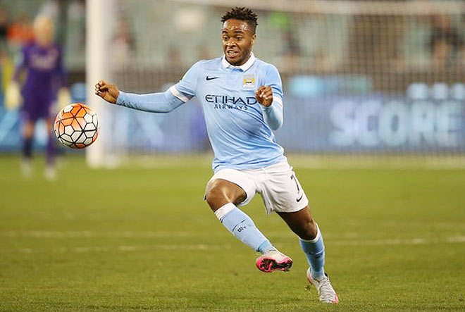Manchester City's Raheem Sterling in action against AS Roma during the International Champions Cup Pre Season Friendly Tournament at the MCG on Tuesday