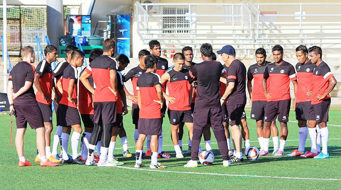 Indian football team at a practice session