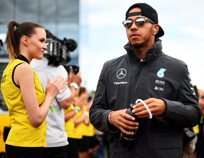 Lewis Hamilton of Great Britain and Mercedes GP arrives for the drivers' parade before the Formula One Grand Prix of Hungary at Hungaroring in Budapest on Sunday. Photograph: Lars Baron/Getty Images