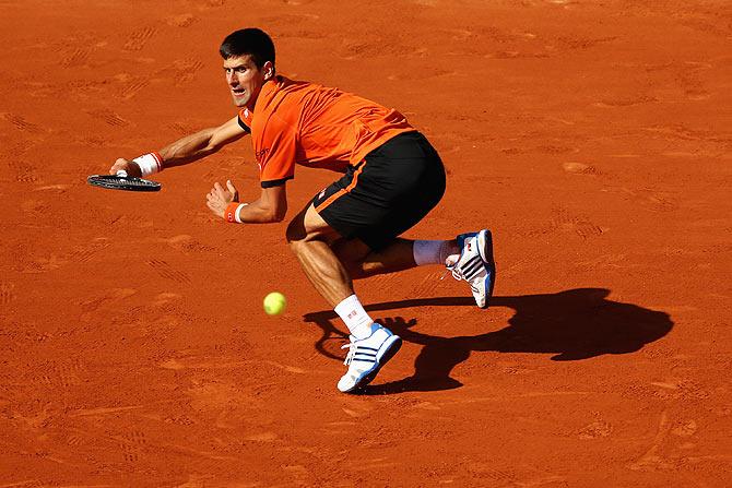 Novak Djokovic in action against Rafael Nadal on Wednesday